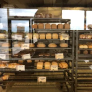 a display of bread and pastries
