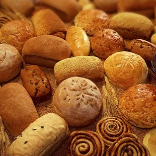 a variety of breads