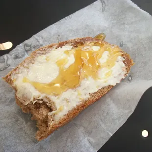 my second slice of bread with even more butter and honey. Mmm butter