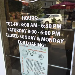Hours as of August 2019