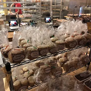 a display of baked goods