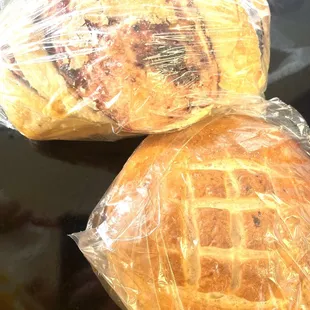 Top: blackberry raspberry swirl Bottom: French loaf