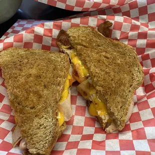 Grilled turkey onion bacon and tomato