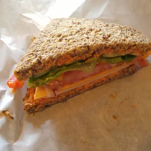 Half of a Field Harvest Veggie Sandwich.