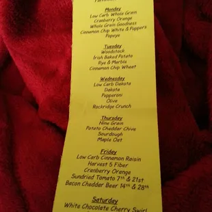 March bread list!