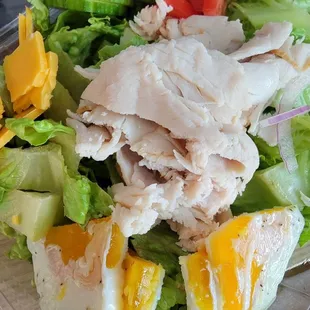 Close up on my salad with turkey