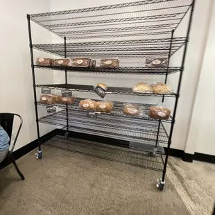 shelves of bread and pastries