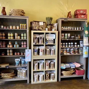 shelves of goods in a store