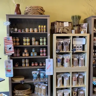 shelves of goods in a store