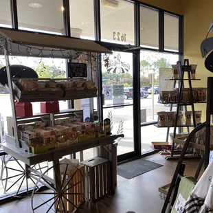 a storefront with lots of goods