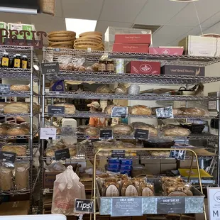 shelves of bread and pastries