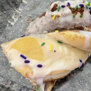 One of their seasonal treats is king cake; you can buy by the slice or you can buy the whole cake with a variety of fillings.