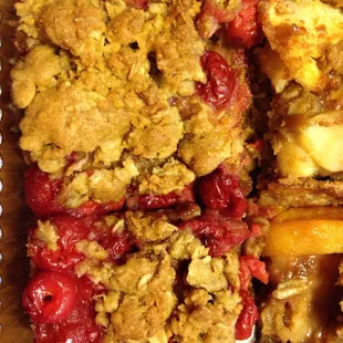 Fruit bars, not too sweet, very good! Like crunchy baked oatmeal with fruit filling.