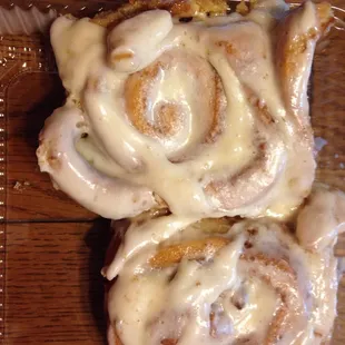 Big sloppy cinnamon rolls, they weigh about 50 pounds each. Delicious!
