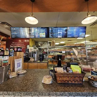 the counter area of a bakery