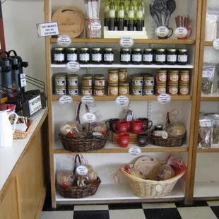 a variety of products on shelves