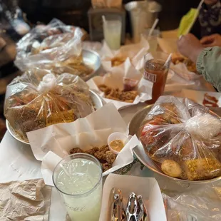 Lobster and crab bags with potato&apos;s and sausage.