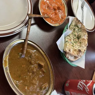 Lamb Curry with Butter Chicken and Garlic Naan