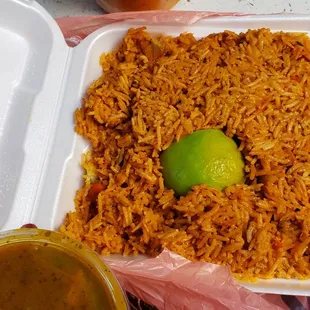 Curry chicken, butter chicken rice and extra butter chicken