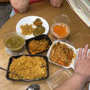 Chow Mein, Butter Chicken, Chicken Biryaani Rice, Lamb Saag