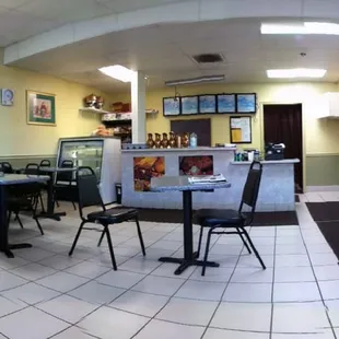 The inside of the restaurant.