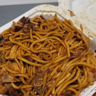 noodles in a styrofoam container