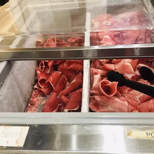 Frozen meat that's out.
