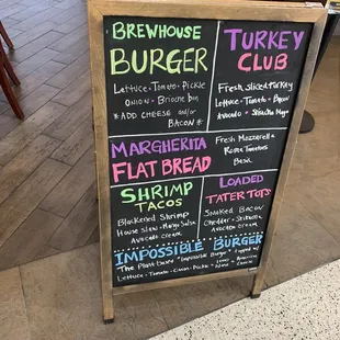 a menu for a burger club
