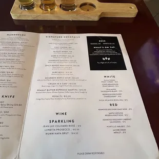 Drink menu