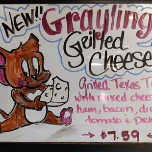 Grayling Grilled Cheese, made right in their kitchen.