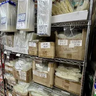 Clear cellophane bags. All different types and sizes.