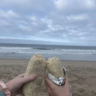 Breakfast burritos on the beach