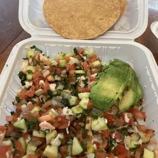 The shrimp tostada with almost no shrimp