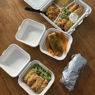 Flautas, Chicken Tamale, Flautas Plate with Beef and Bean &amp; Cheese Burrito