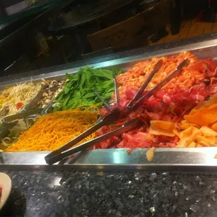 Pick your own meat at the Mongolian BBQ