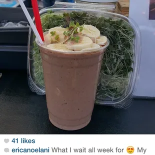 a smoothie in a plastic cup