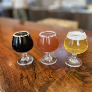 three different types of beer