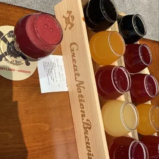 Flights with a smoothie beer on the side (I can&apos;t remember the name)