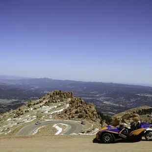 Iconic Pikes Peak highway view with Slingshot