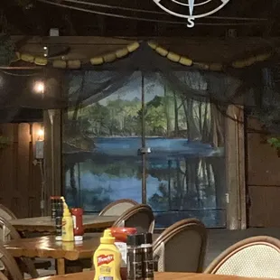 Stage for live bands on the weekend.