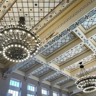 So grand and beautiful, from the windows, to the intricately tiled ceilings, to the magnificent chandeliers!