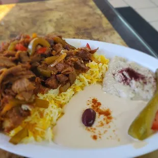 Spartan Fighter Plate w/ hummus, and baba ganoush.