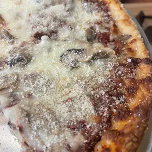 Mushroom pizza and Philly cheesesteak sun