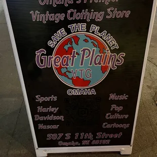 Sign outside of Great Plains Vintage Omaha