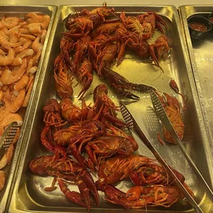 a variety of seafoods