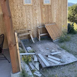 More garbage piled up outside patio