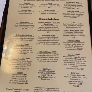 Menu as of 8/23