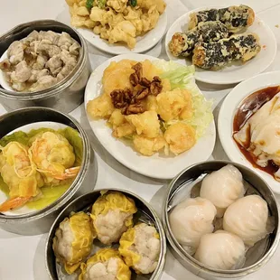 a variety of dishes of food