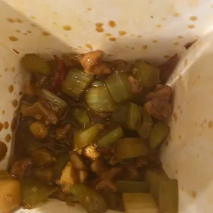 45. Kung Pao Chicken.  No I didn't eat all the chicken this is representative of the ration.