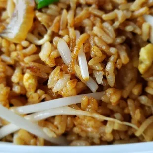 Chicken fried rice with big chunks of chicken